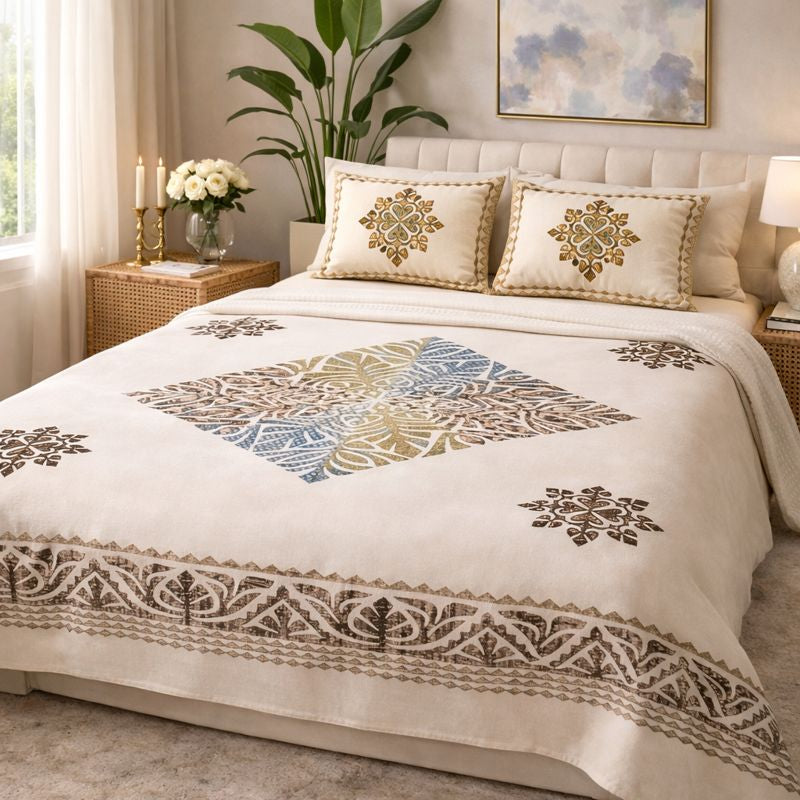 Aashray Decor Premium King Size Pure Cotton Bedsheet Set – JP18