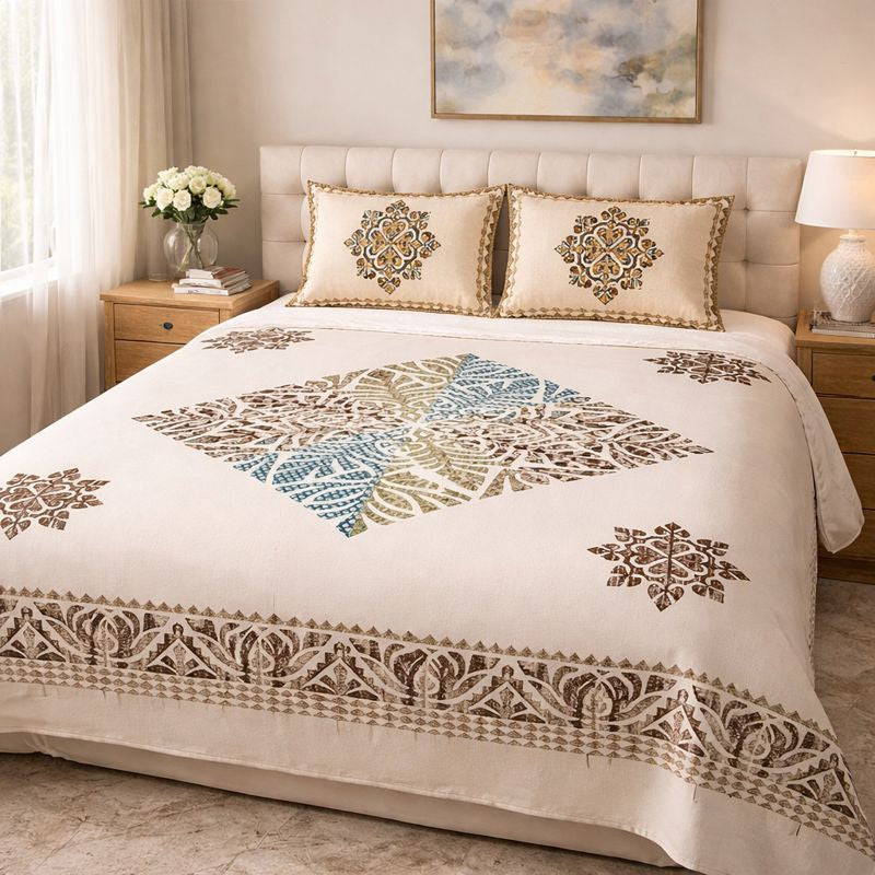 Aashray Decor Premium King Size Pure Cotton Bedsheet Set – JP18