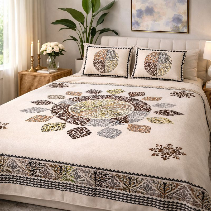 Aashray Decor Premium King Size Pure Cotton Bedsheet Set – JP19