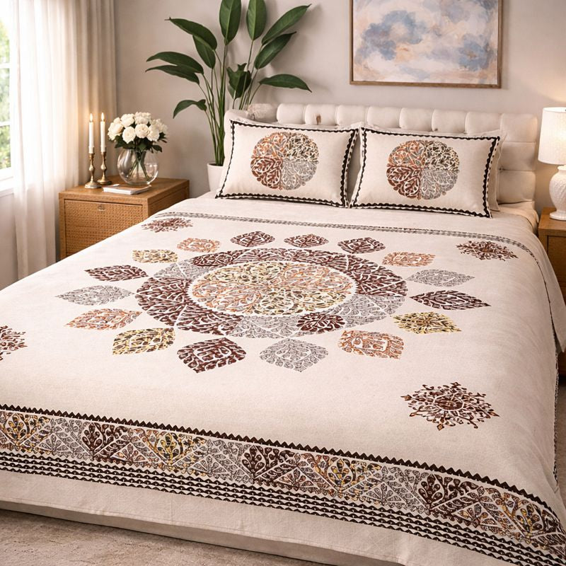 Aashray Decor Premium King Size Pure Cotton Bedsheet Set – JP19