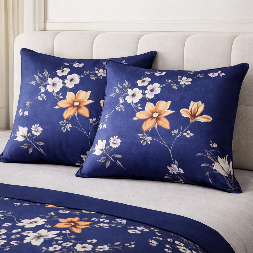 Aashray Decor Premium Pure Cotton King Size Bedsheet Set – Elegant Floral Jaipuri Print (JP26)