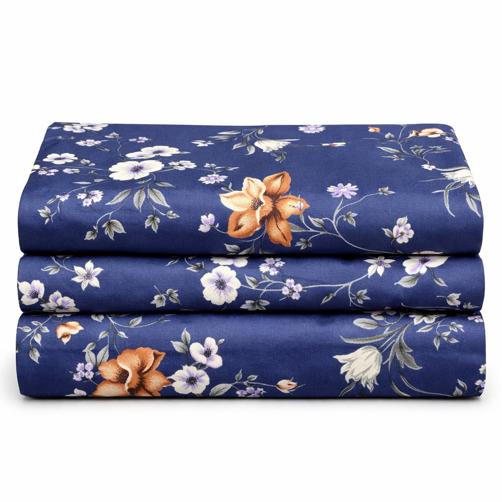Aashray Decor Premium Pure Cotton King Size Bedsheet Set – Elegant Floral Jaipuri Print (JP26)